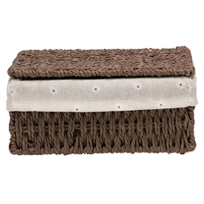 帶蓋編織收納盒, 開口寬敞好拿好放, 硬挺堅固, 手工編織, 百搭風格, 多處可用, 咖啡色, 1個