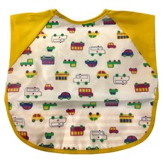 日本千趣會 多功能防水衣 長袖圍兜 - 黃汽車, 棉/防水面 EVA塑酯加工, 1件