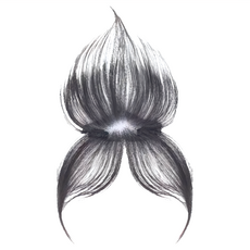 C型全真髮八字瀏海假髮片, 自然黑, 1組