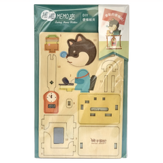 猴子設計 MONKEY DESIGN 搖擺MEMO夾, DIY便條紙夾, 簡單組裝療癒桌上小物, 瞌睡柴犬, 48 x 35 x 90mm, 1個