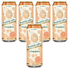 RADLER 萊德 0.0%無酒精啤酒風味飲, 葡萄柚, 天然釀造,保留啤酒花風味, 繽紛馬卡龍色調, 500ml, 5罐