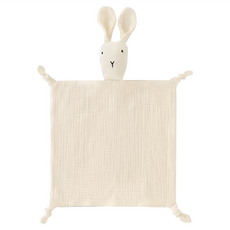 insular 茵秀麗 純色質感小動物純棉紗布安撫巾 - 柔軟紗布棉, 安心雙層紗布, 安全材質, 28 x 28cm, 蜜粉兔子, 1條