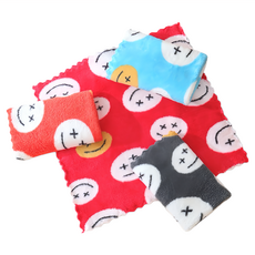 超柔軟吸水珊瑚絨笑臉抹布 30 x 30cm 廚房清潔抹布 家用擦拭布, 4條