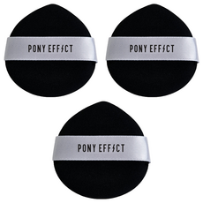 PONY EFFECT 水滴形氣墊粉撲 輕盈細緻空氣觸感 打造自然輕薄底妝, 黑色, 3件