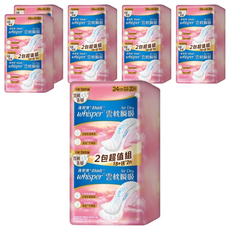 whisper 好自在 台灣公司貨 Air Dry 雲枕瞬吸日用衛生棉, 24cm, 20片, 6袋