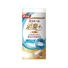 elleair 艾黎艾爾 抑臭+天然淨味捲筒衛生紙，添加天然由來雙重消臭成份，強力消除阿摩尼亞臭，100% 純紙漿, 12捲, 1袋