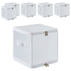 FUN+ 無印風透明收納箱 帶把手, 30 x 30 x 30cm, 透明色, 6個