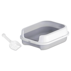 Truly House 12L 半封閉式貓砂盆 附貓砂鏟 樹脂砂盆 (灰色), 加大(48 x 37 x 16.5cm), 1個