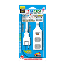 PowerWork 動力工廠 延長線 CT2032 180度轉向平貼式插頭 耐高溫防火材質 過載自動斷電保護, 1.8m, 白色, 1條