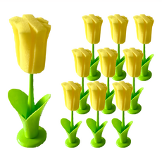 KUIBAO 快豹生活 Vava 鬱金香花朵杯刷 有底座, 黃色, 10支