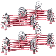 奈米防滑無痕褲架, 10入套裝, 不鏽鋼材質, 可伸縮, 承重強, 粉色, 4組