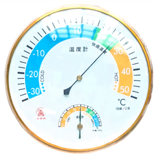 花蝶牌 JD-I-93 溫濕度計 SK-502 鋁殼指針 壁掛式/屋內用 直徑15 x 3cm, 1個, 白色 + 金色