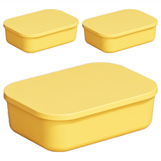 帶蓋收納盒 矮款4L小號, 芒果黃, 3個