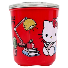 Sanrio 三麗鷗 KT 凱蒂貓 休閒風 可愛不鏽鋼水杯 附蓋子 330ml, KT52901, 1個