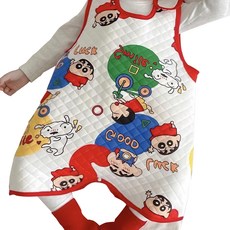 愛北鼻 無痕長袖防踢被 卡通圖案 柔軟親膚 長袖設計 方便穿脫, 110碼, 紅腳踏車小新, 1入