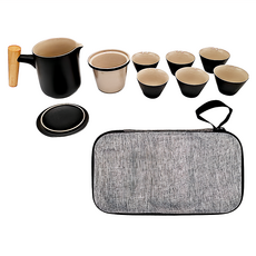 BOACUP 膠囊包 旅行茶具 灰色外殼 大壺 1個 + 杯子 6個, 陶瓷, 1組