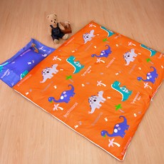 鴻宇寢飾 兒童防蹣可機洗兩用睡袋 美國棉授權品牌 台灣製 恐龍公園藍, 135 x 150cm