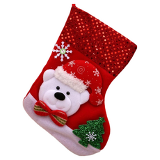 可愛聖誕襪 Set, 亮片立體小熊款, 中號, 1組