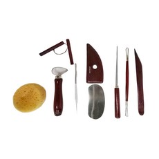 蒙瑪特陶泥工具10支套組，木材製成，用於陶藝製作雕刻切割修飾, 1組