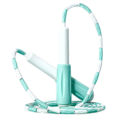 OMG 竹節軟珠兒童跳繩 適用幼兒/成人 防滑手柄設計 可調節長度, 2.8m, 薄荷綠, 1個