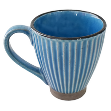 土物馬克杯-日本製 藍釉 12.5cm寬 10cm高 250ml容量, 1個