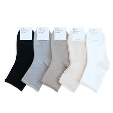 ETNA Fashion Socks 韓國捲邊無痕中筒襪 5雙