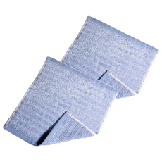 Crocodile 鱷魚 優雅凹凸橫條方巾 100%純棉 台灣製, 藍色, 2條