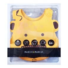 MARCUS&MARCUS 動物樂園矽膠立體圍兜, 6個月以上適用，不含塑化劑, 長頸鹿, 1個