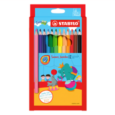 STABILO 思筆樂 Jumbo 特大油性色鉛筆 ST1877J + 削筆器, 12色, 1盒