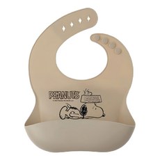 PEANUTS 史努比 史努比矽膠圍兜 SP-227, 奶茶色, 1件, 1件