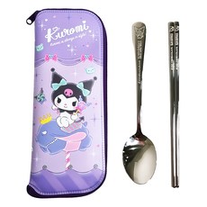 LiLFANT 不鏽鋼餐具組 酷洛米 1組, 筷子 + 湯匙 + 餐具袋