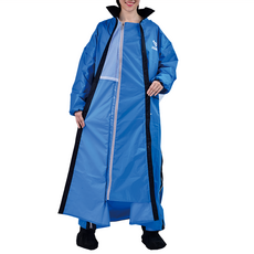 JUMP 將門 雙側開背包款反光防水風雨衣, 隱藏收納式雨帽, 內拉鏈與外鈕扣雙重防水設計, 藍色, 3XL
