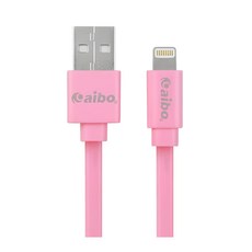 aibo Apple 原廠認證 USB-Lightning傳輸充電扁線 2.4A快速充電, 100cm, 粉紅色, 1條