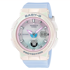 CASIO 卡西歐 BABY-G 手錶, 海灘旅人系列, 貝殼漸層色設計, 偏光烤漆加工, 霓虹燈照明, BGA-250-7A3
