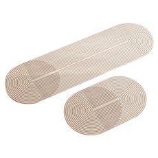 Mega 日式侘寂風防油PVC皮革廚房地墊 雙面防滑 耐磨 5mm厚, 大 50 x 150cm + 小 40 x 60cm, 橢圓谷川, 1組