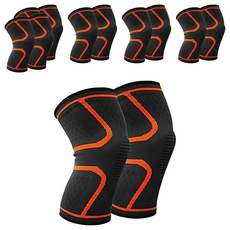 AOLIKES 奧力克斯 7718彈力護膝, 尼龍材質, 高彈力乳絲線, 氨綸, 矽膠, M, 6雙, 橙色