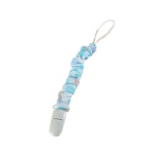 HiBOU 喜福 印花布香草奶嘴夾 - 日本限量布花, 親膚性佳, 日本專利夾扣, 單手可輕鬆開啟, 海藍藍刺蝟, 1個, 0歲以上