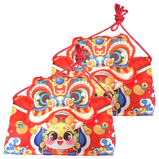 布藝背帶紅包 醒獅卡通造型, 2個