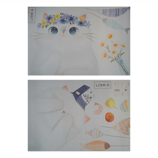 半島良品 DIY無痕壁貼墻貼 30 x 45雙拼, 兩只白貓