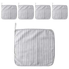 廚房兩用華夫格清潔抹布5件組 竹炭灰條紋, 25 x 25cm, 廚房清潔好幫手, 1組