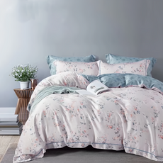 貝淇小舖 60支純天絲TENCEL 雅樂 花卉床包組 親膚透氣, 床包 + 枕套, 特大床包 + 枕套3件組