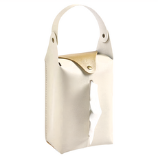 FANCY LIFE 米白色 皮革 掛式抽取面紙套 居家收納裝飾, 12 x 8 x 19cm