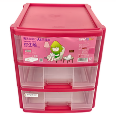 SHUTER 樹德 魔法收納力 A4玲瓏盒 PC-2103, 粉紅色, 3層