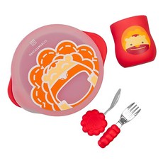 MARCUS&MARCUS 動物樂園用餐訓練學習禮盒組 獅子, 紅色, 1組