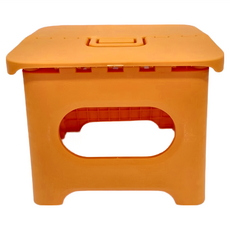 Mega 日式極簡攜帶摺疊凳 Set 2 PP塑膠迷你兒童款, 黃色, 1組