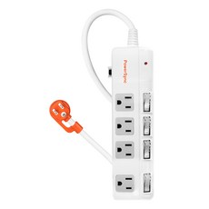 PowerSync 包爾星克 4開斜面開關防雷擊抗搖擺延長線 4孔 TPS344BN9027, 2.7m, 1條, 白色