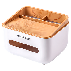 mega收納 簡約格調木石紋紙巾盒 原木色, 1個