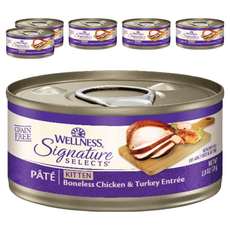 WELLNESS 寵物健康 SS 名廚特選主食罐 幼貓, 鮮雞肉泥 + 鮮火雞肉泥, 2.8oz, 6罐