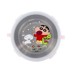 不銹鋼雙耳隔熱餐碗, 1個, 蠟筆小新 透明色 + 綠色