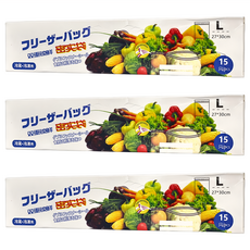 蔬果食品加厚保鮮分裝密封袋 PE材質, L(30 x 27cm), 15個, 3盒